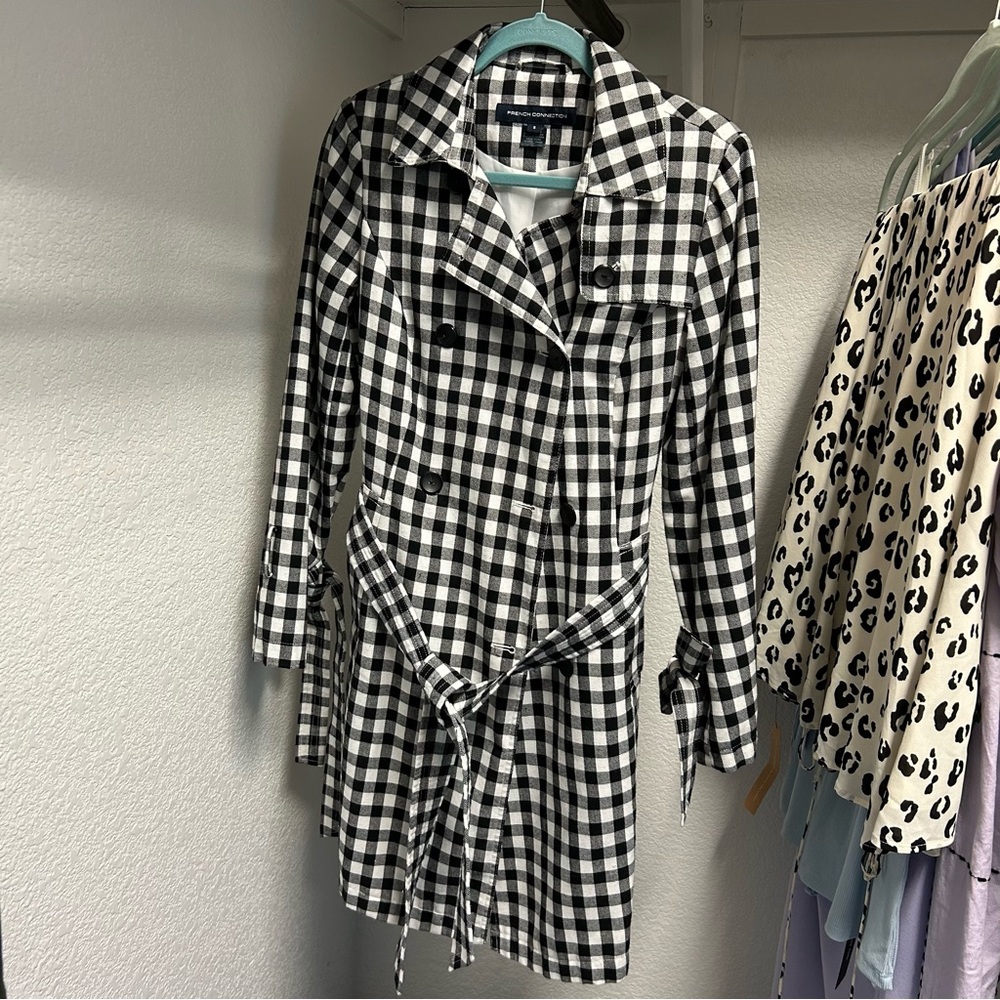 French Connection Monochrome Checkered Coat